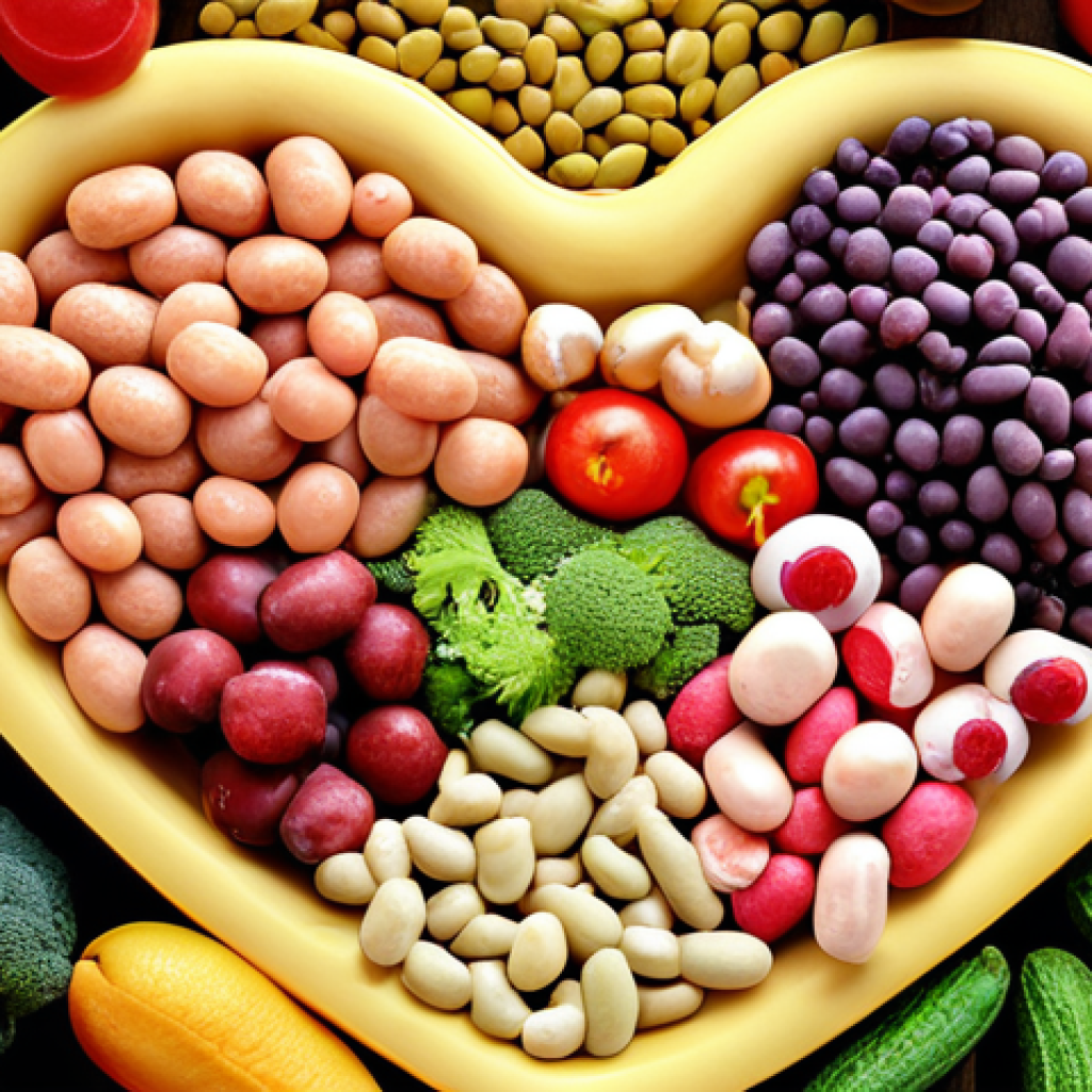 **Image Prompt for Gut Bacteria and Heart Health**: 
   "Illustration of a diverse gut microbiome with various types of beneficial bacteria, surrounded by fruits, vegetables, and legumes. The background shows a healthy heart, symbolizing the positive impact of a fiber-rich diet on cardiovascular health."