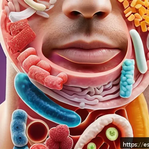 마이크로바이옴 분석을 위한 자주 묻는 질문 - A vibrant, detailed illustration of a healthy human digestive system showing a diverse and balanced ...